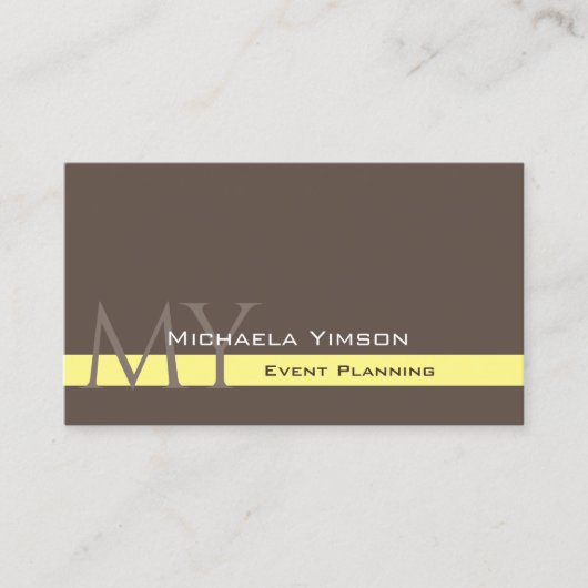 Donkerbruin Lichtgeel met Monogram Professional Visitekaartje (Voorkant)