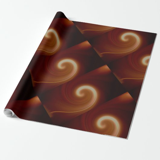Donkerbruin lichtspiraal cadeaupapier (Uitgerold)