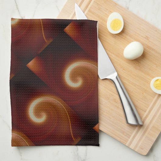 Donkerbruin lichtspiraal theedoek (Quarter Fold)
