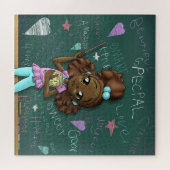 Donkerbruin meisje en positieve woorden legpuzzel (Horizontaal)