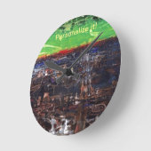 Donkerbruin met rode, groene oerwoud ronde klok (Hoek)