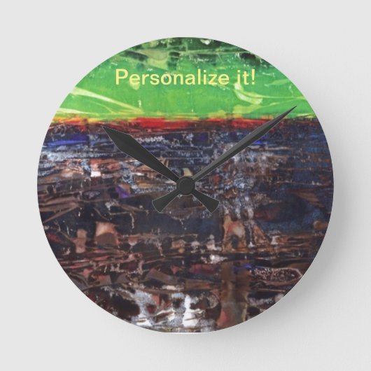 Donkerbruin met rode, groene oerwoud ronde klok (Voorkant)