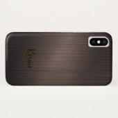 Donkerbruin metallisch achtergrondmonogram Case-Mate iPhone case (Achterkant (horizontaal))