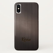 Donkerbruin metallisch achtergrondmonogram Case-Mate iPhone case (Achterkant)