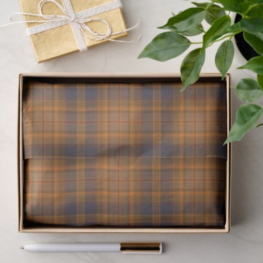 Donkerbruin | oranje plaid van tartan tissuepapier (Geschenk)