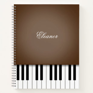 Donkerbruin Piano-muziektoetsenbord, aangepast Notitieboek