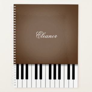 Donkerbruin pianomuktoetsenbord Gepersonaliseerd Planner