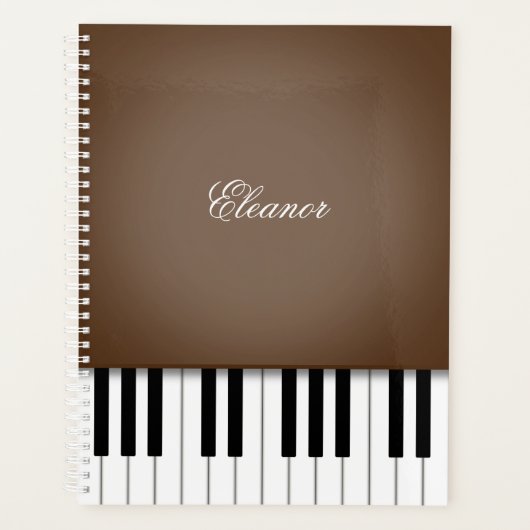 Donkerbruin pianomuktoetsenbord Gepersonaliseerd Planner (Voorkant)