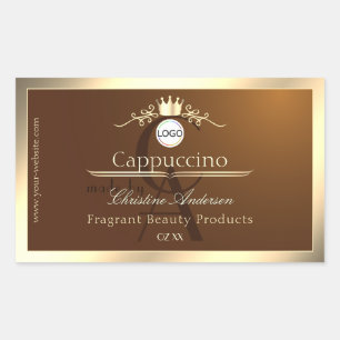 Donkerbruin productlabel Gouden Frame Logo Monogra Rechthoekige Sticker