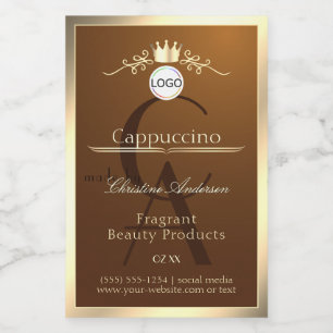 Donkerbruin productlabel Gouden Frame Logo Monogra Voedselcontainer Etiket