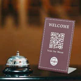 Donkerbruin Restaurant Cafe Bar Menu QR Code Logo Reclamebord Met Voetstuk