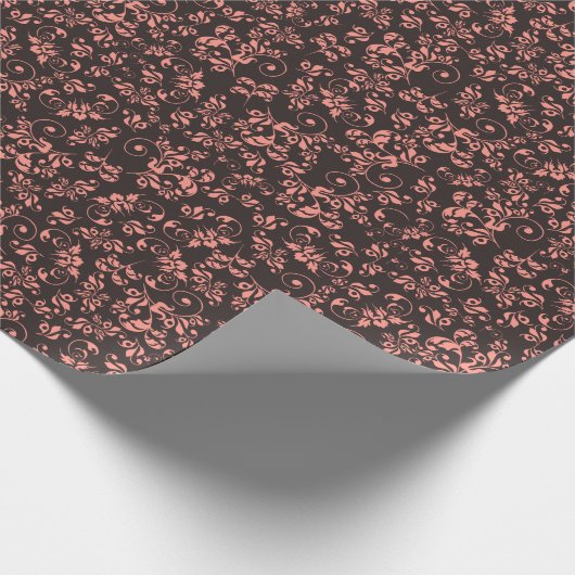 Donkerbruin  Retro Floral Pattern Cadeaupapier (Hoek)