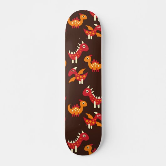 Donkerbruin rood en Oranje verrijkte dinosaurussen Skateboard (Voorkant)