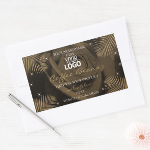 Donkerbruin Roos palmbladeren Productlabel Logo to Rechthoekige Sticker