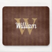 Donkerbruin  streepjesretro tan monogram muismat (Voorkant)