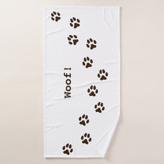 Donkerbruin verf drukt de persoonlijke hondennaam badhanddoek (Badhanddoek)