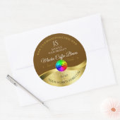 Donkerbruin Wavy Gold Logo Monogram Productlabel Ronde Sticker (Envelop)