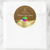 Donkerbruin Wavy Gold Logo Monogram Productlabel Ronde Sticker (Tas)