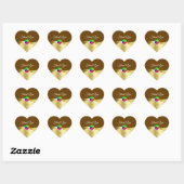 Donkerbruin Wavy Goud met Logo Monogram Bedankt Hart Sticker (Vel)