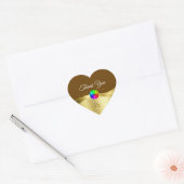 Donkerbruin Wavy Goud met Logo Monogram Bedankt Hart Sticker (Envelop)