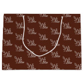 Donkerbruin Wit Logo Promotie Kerstcadeau Groot Cadeauzakje (Voorkant)