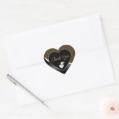 Donkerbruin zwart en harten Wavy Silver Bedankt Hart Sticker (Envelop)