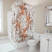 Donkerbruine achtergrond. Zwart wit sinaasappel o Douchegordijn (In situ)