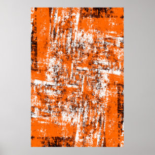 Donkerbruine achtergrond. Zwart wit sinaasappel o Poster