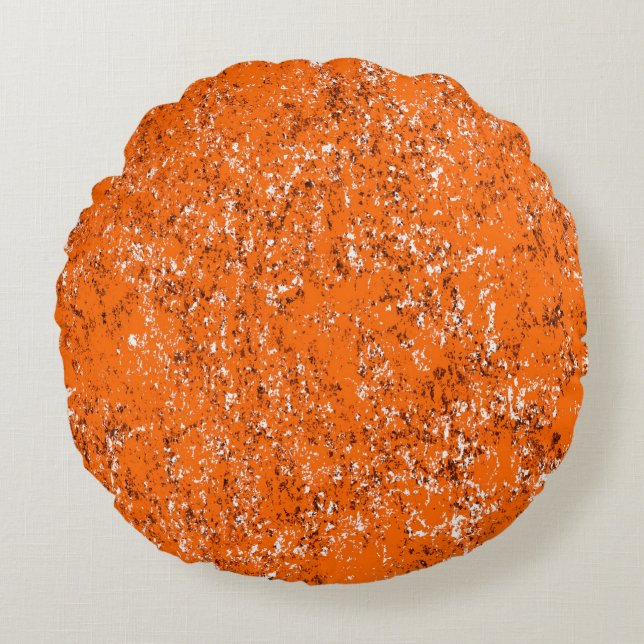 Donkerbruine achtergrond. Zwart wit sinaasappel o Rond Kussen (Voorkant)