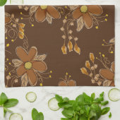 Donkerbruine bloem patroon theedoek (Gevouwen)