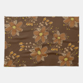 Donkerbruine bloem patroon theedoek (Horizontaal)