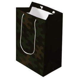 Donkerbruine bosgroene rijke aardse camouflage medium cadeauzakje