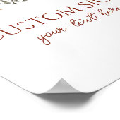 Donkerbruine Bourgogne Bloemen Custom Party Sign Poster (Hoek)