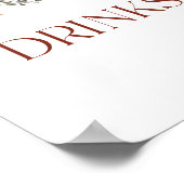 Donkerbruine Bourgogne Bloemen Drinken Party Sign Poster (Hoek)