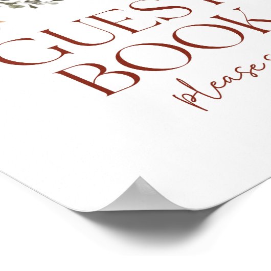 Donkerbruine Bourgogne Bloemen Guest Book Party Si Poster (Hoek)