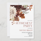 Donkerbruine Bourgogne Bloemen Retirement Party Kaart (Voorkant)
