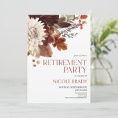 Donkerbruine Bourgogne Bloemen Retirement Party Kaart (Staand voorkant)