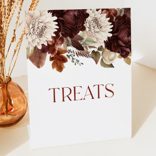 Donkerbruine Bourgogne Bloemen Treats Tafelfeest Reclamebord Met Voetstuk
