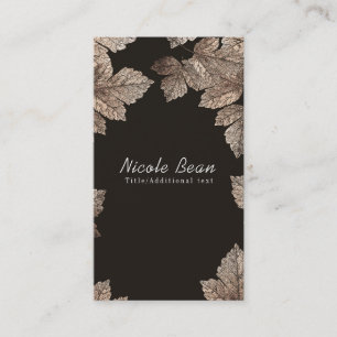Donkerbruine & bronzen bladeren Rustieke Glam Cust Visitekaartje