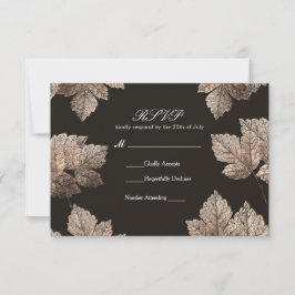 Donkerbruine & Bronzen Bladeren Rustieke Herfst RS RSVP Kaartje
