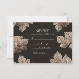 Donkerbruine & Bronzen Bladeren Rustieke Herfst RS RSVP Kaartje