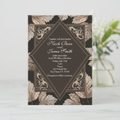 Donkerbruine & bronzen bladeren rustieke herfst ui kaart (Staand voorkant)