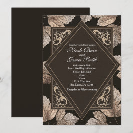 Donkerbruine & bronzen bladeren rustieke herfst ui kaart