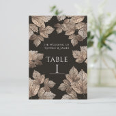 Donkerbruine & Bronzen Bladeren Rustieke Tafel Num Kaart (Staand voorkant)