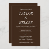 Donkerbruine  bruiloft kaart (Voorkant / Achterkant)
