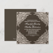 Donkerbruine Damask repetitie Diner Uitnodigen Kaart (Voorkant / Achterkant)