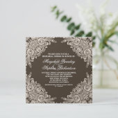 Donkerbruine Damask repetitie Diner Uitnodigen Kaart (Staand voorkant)