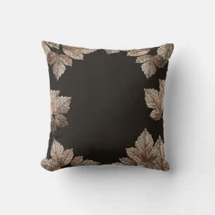 Donkerbruine en bronzen bladeren Rustic Glam Herfs Kussen