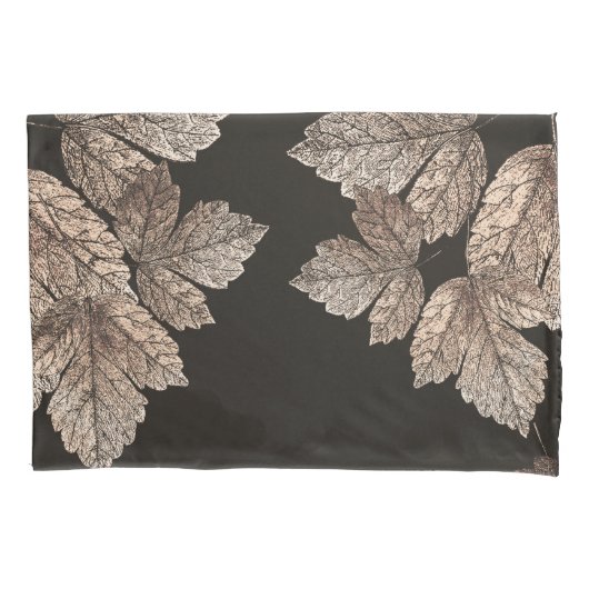 Donkerbruine en bronzen bladeren Rustic Glam Herfs Kussensloop (Voorkant)