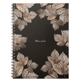 Donkerbruine en bronzen bladeren Rustieke Glam op  Notitieboek